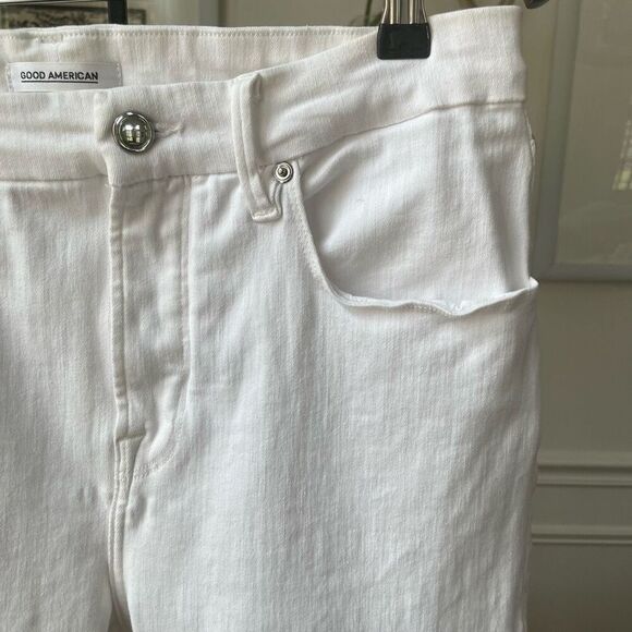 Good American White Raw Tulip Hem Jeans 31 - Picture 2 of 9